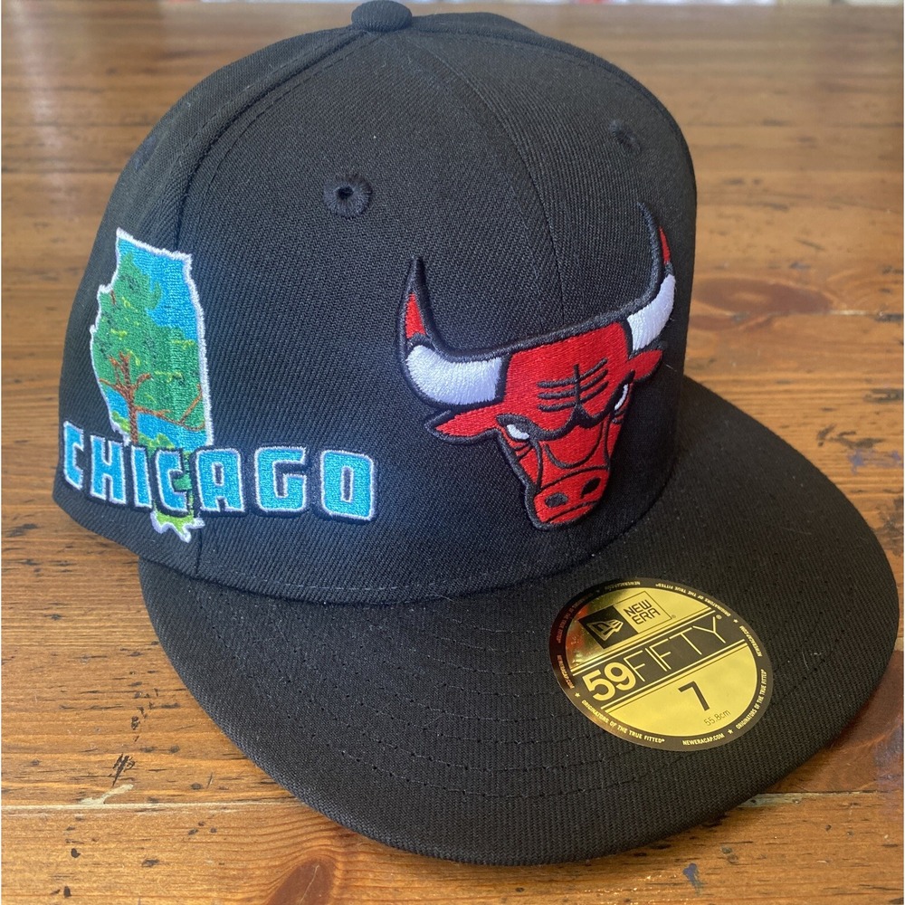 New Era Chicago Bulls NBA Stateview State View Fitted 59Fifty Patch Cap Hat Sz 7